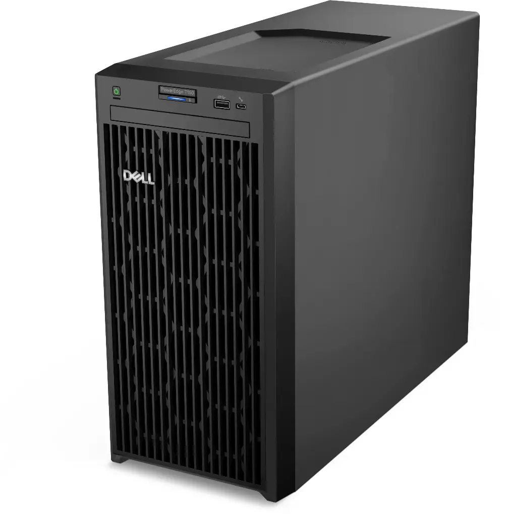 Dell PowerEdge T150 , 4x3.5'' , Intel Xeon E-2314 2.8GHz, 8M cache, 4C/4T, turbo (65W), 1X16GB 3200MT/s DDR4 ECC UDIMM , 2TB 7.2K RPM SATA 6Gbps 3.5in Cabled Hard Drivel, iDRAC9 Basic 15G, No RAID with Embedded SATA, Software RAID,DVD+/-RW SATA Internal, On-Board LOM , Trusted Platform Module 2.0 V3, 3Yr Basic Warranty